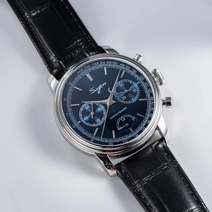 Sugess Watch of Men Pilot 1963 Wristwatches ST1906 Chronograph Handwind Movement Domed Sapphire Waterproof PowerReserve Lume V2