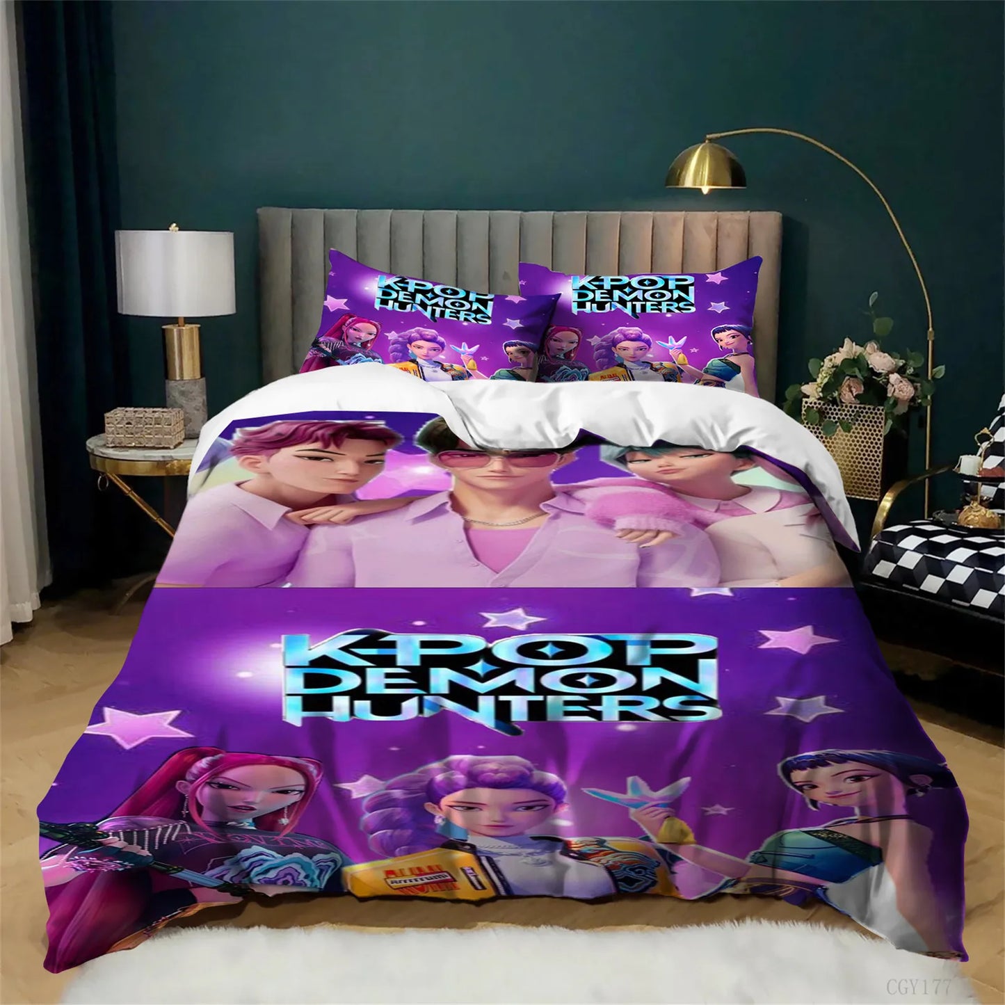 KPop Bedding Duvet Cover Set 3pcs Lightweight Soft Quilt Cover Microfiber Duvet Cover with Zipper Closure