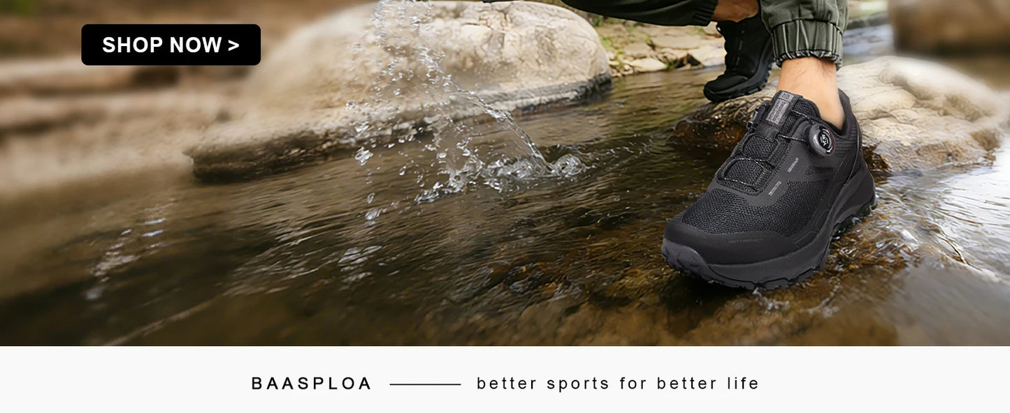 Baasploa Men Hiking Shoes Outdoor Climbing Mesh Breathable Travel Walking Shoes Male Non-Slip Wear Resistant Comfortable Sneaker