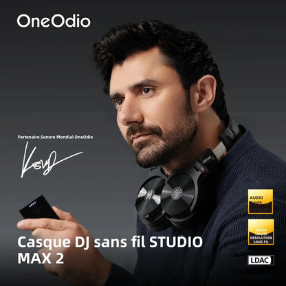 Auscultadores DJ Sem Fios OneOdio Studio Max Bluetooth 6.0 – Latência Ultrabaixa de 9ms, Headset Over-Ear de Monitorização de Estúdio Hi-Res LDAC com Microfone