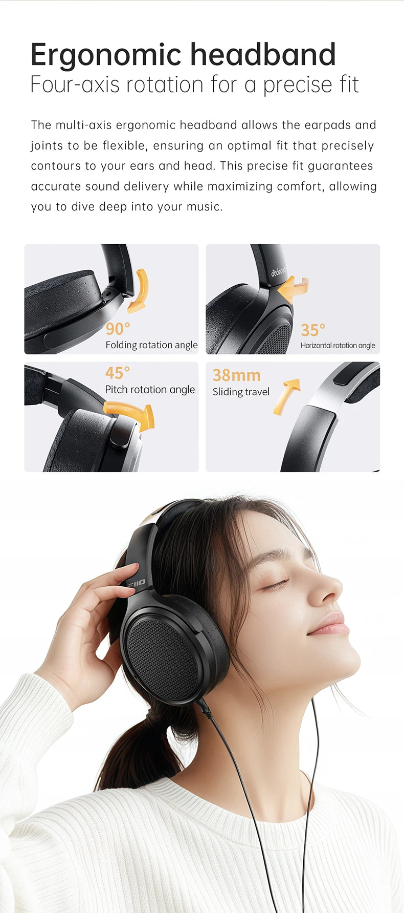 FiiO JT7 Planar Magnetic Over-Ear Audiophile Headphones – 95x86mm Driver, 4.4mm & 3.5mm Wired HiFi Headset