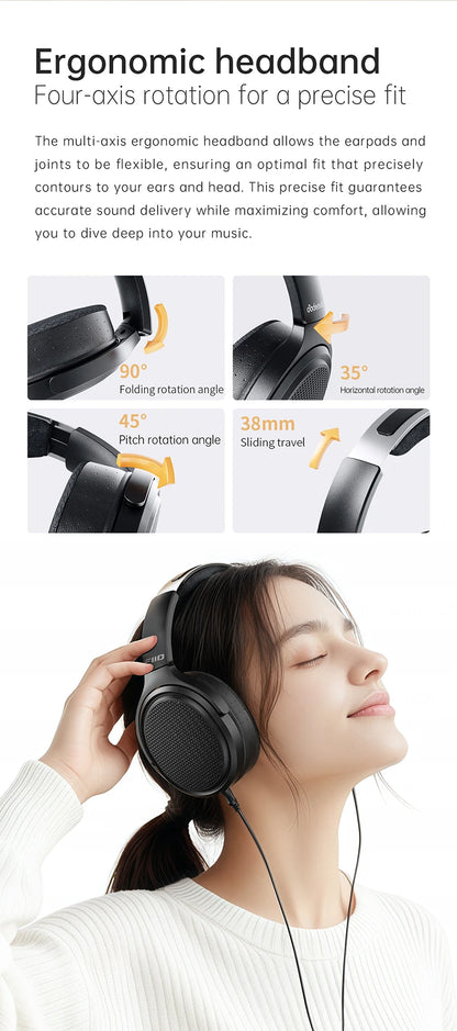 FiiO JT7 Planar Magnetic Over-Ear Audiophile Headphones – 95x86mm Driver, 4.4mm & 3.5mm Wired HiFi Headset