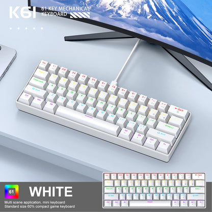 Teclado mecânico mini APAYADO K61, com fio, 61 teclas, Phantom RGB, interruptor mecânico vermelho/azul preto/branco para gaming, 60% portátil