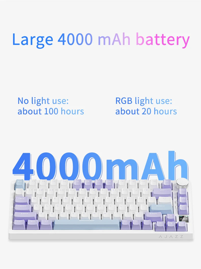 Teclado mecânico gaming AJAZZ AK820 Pro com fios e sem fios, tri-modo, retroiluminação RGB, switches hot-swappable, layout compacto 70%, PC/Mac