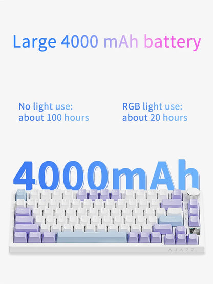 Teclado mecânico gaming AJAZZ AK820 Pro com fios e sem fios, tri-modo, retroiluminação RGB, switches hot-swappable, layout compacto 70%, PC/Mac