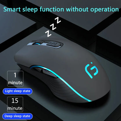 Rechargeable Dual Mode Bluetooth Wireless Mouse, 2.4GHz USB Optical Gaming Mouse with 2400 DPI, Ergonomic Rechargeable Wireless Mouse for PC, Laptop & Mac