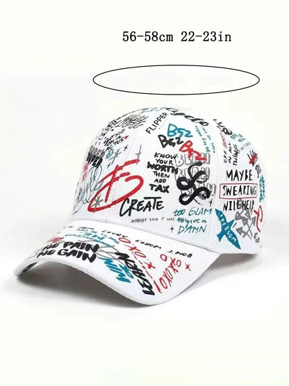 Czapka z daszkiem z nadrukiem w stylu graffiti, bawełniana czapka typu casquatte na świeżym powietrzu, czapki przeciwsłoneczne na lato dla mężczyzn i kobiet, czapki hip-hopowe z regulacją