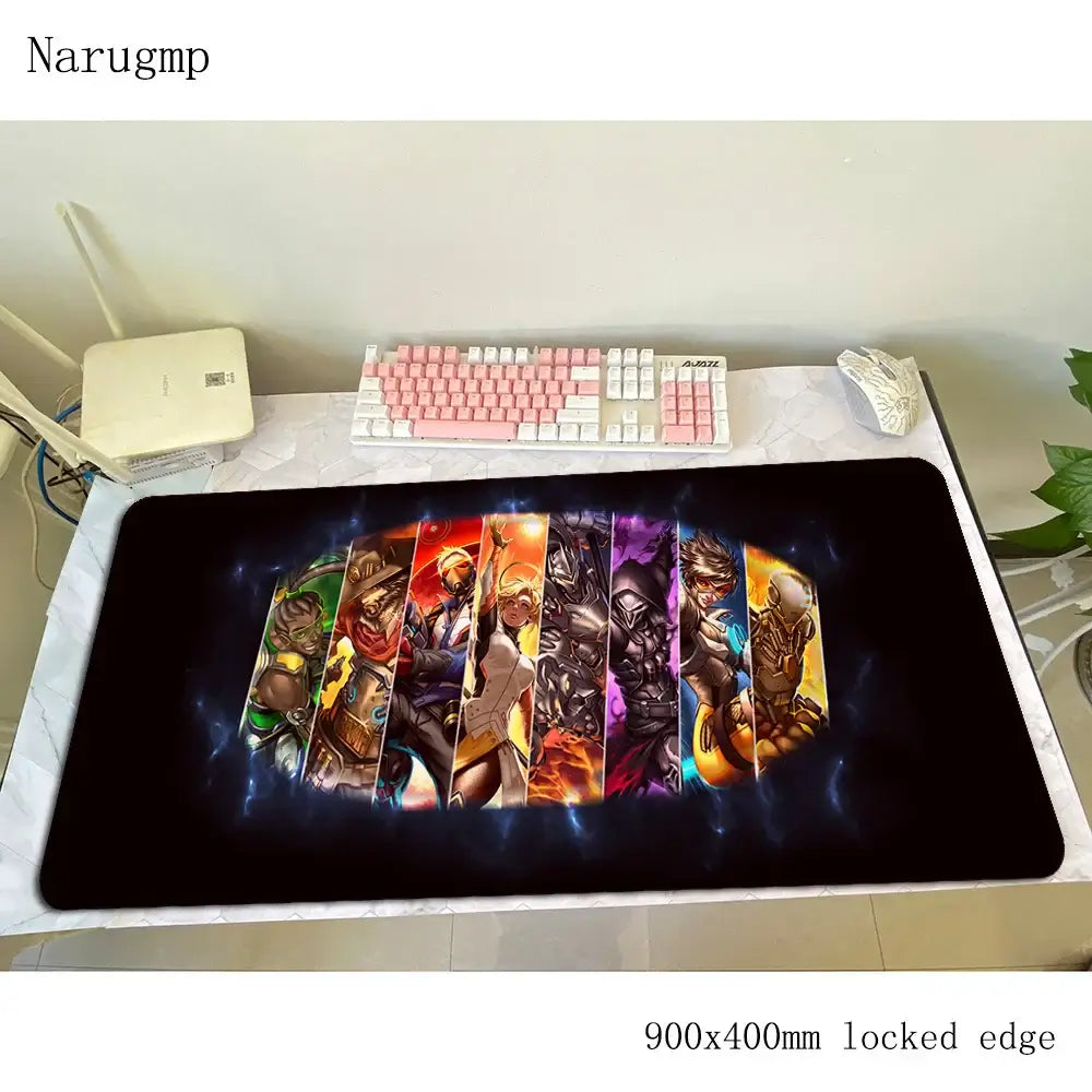 Overwatch pelės kilimėlis gimtadieniui, kompiuterio kilimėlis 900x400x3mm, didelis žaidimų pelės kilimėlis, dovana, kilimėlis pelei ir klaviatūrai, PC žaidėjo stalui