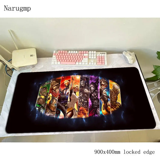 Overwatch pelės kilimėlis gimtadieniui, kompiuterio kilimėlis 900x400x3mm, didelis žaidimų pelės kilimėlis, dovana, kilimėlis pelei ir klaviatūrai, PC žaidėjo stalui