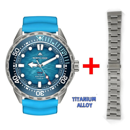 NORTH EDGE 2025 NEW+ TRITON-TI Titanium Solar-Powered Diving Watch Luxury Quartz Watches for Men 300M Waterproof 180+ Day Power