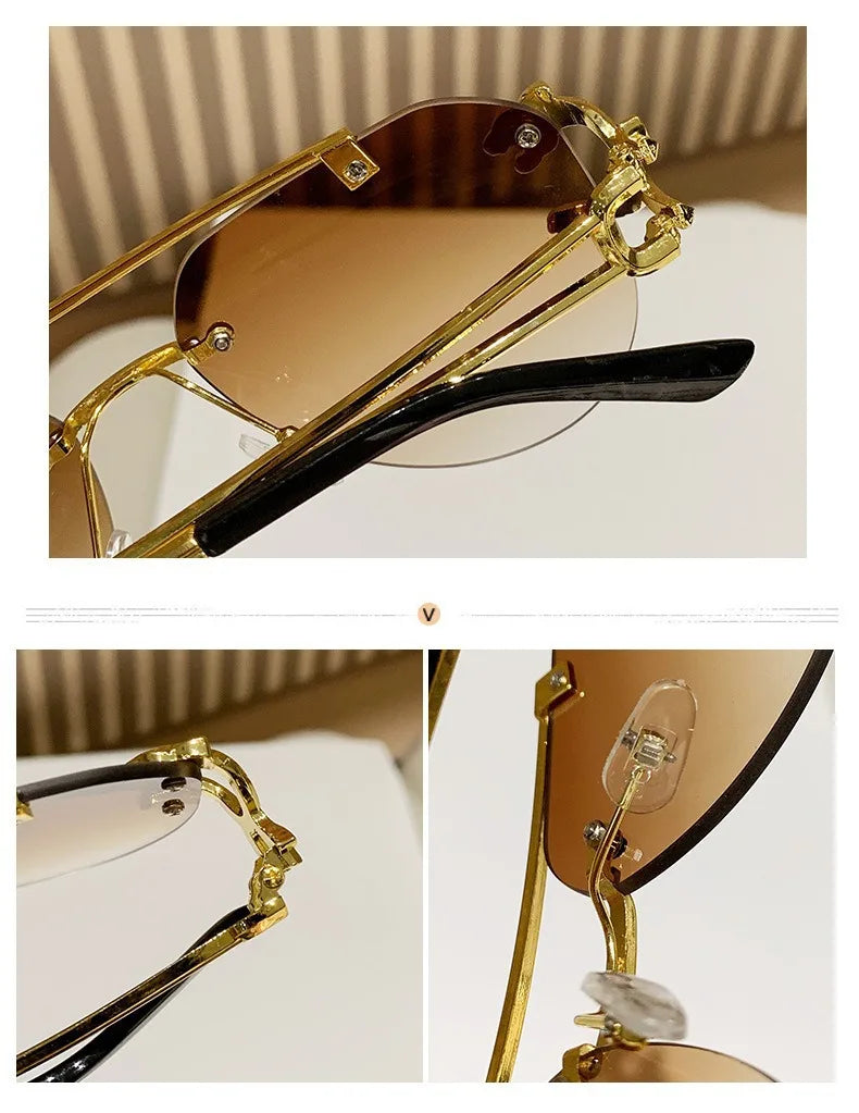Rimless Women Sunglasses Luxury Designer Vintage Uv400 Men Sun Glasses Lunette Shades De Soleil Femme Gafas De Sol Mujer Lentes