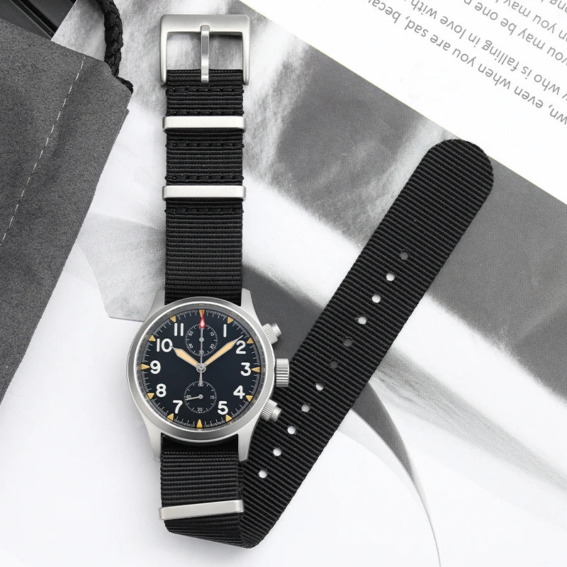 Militado ML1868KF Retro VK67 Quartz Chronograph Watch Stainless Steel Case 3 Dial Waterproof 100M  Multifunction Military Watch