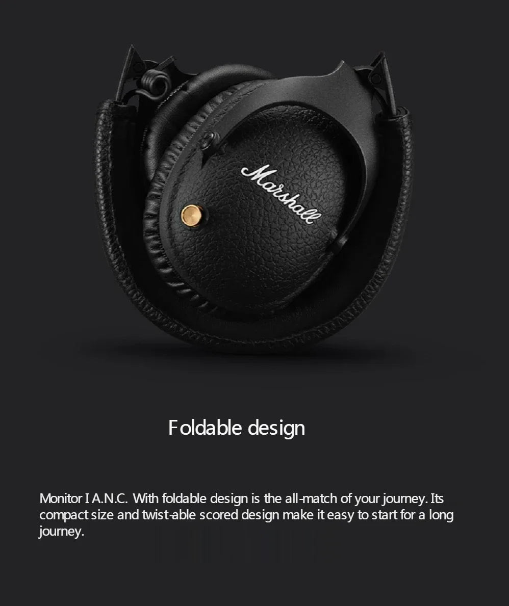 Auscultadores sem fios com cancelamento de ruído Marshall MONITOR II A.N.C. – Headset Bluetooth premium over-ear com graves profundos, microfone e áudio para gaming