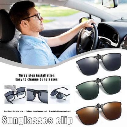 New Polarized Flip-up Sunglasses Clips For Myopia Glasses Retro Big Size Square TAC Material Glasses Clip-on Sunglass Clip