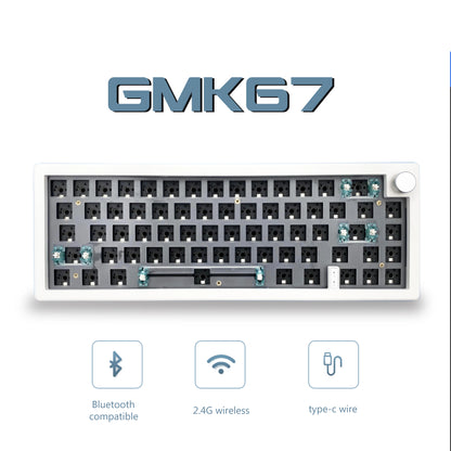 Kit de teclado mecânico personalizado GMK67 65% Gasket Bluetooth 2.4G sem fios hot-swappable com retroiluminação RGB
