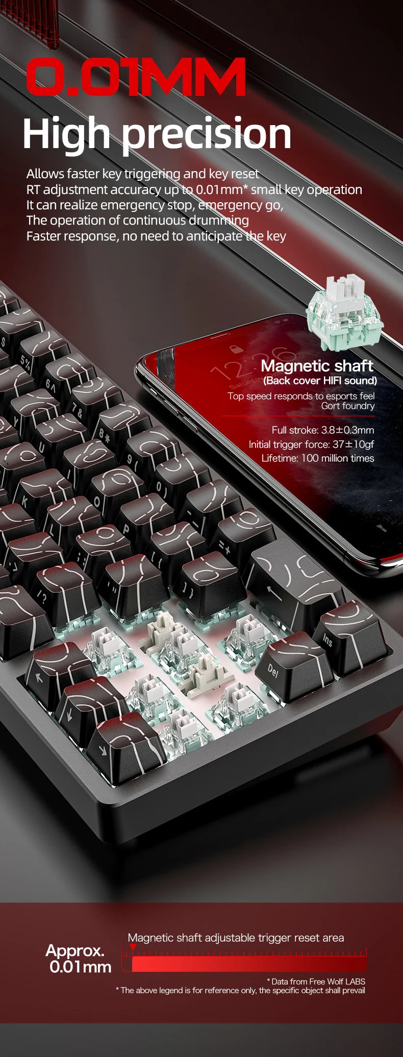 Magnetic Switch Gaming Keyboard Attack Shark X68HE And FreeWolf F68/F68Pro 8K Wired 1K Wireless RGB Rapid Trigger Hall Effect