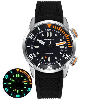 BERNY Automatic Professional Diving Watch for Men Super Luminous Scratch-resistant Sapphire Lens Top Mechanical Diver Watches