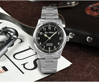 San Martin Simple Men Watch 37mm Pilot Miyota 8215 Classic Military Explore Automatic Mechanical Watches Waterproof 100m