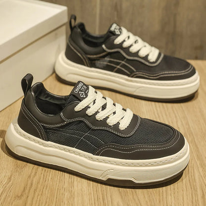 Ultralette, åndbare mesh-sneakers til mænd 2025 – moderigtige fritidssko med tyk sål, behagelige snøresko til daglig gang