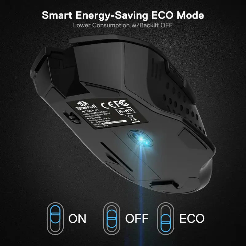Redragon M656 Gainer Wireless Gaming Mouse, 4000 DPI 2.4GHz Wireless Gaming Mouse with 7 Programmable Buttons, 5 DPI Levels & Red LED Backlight