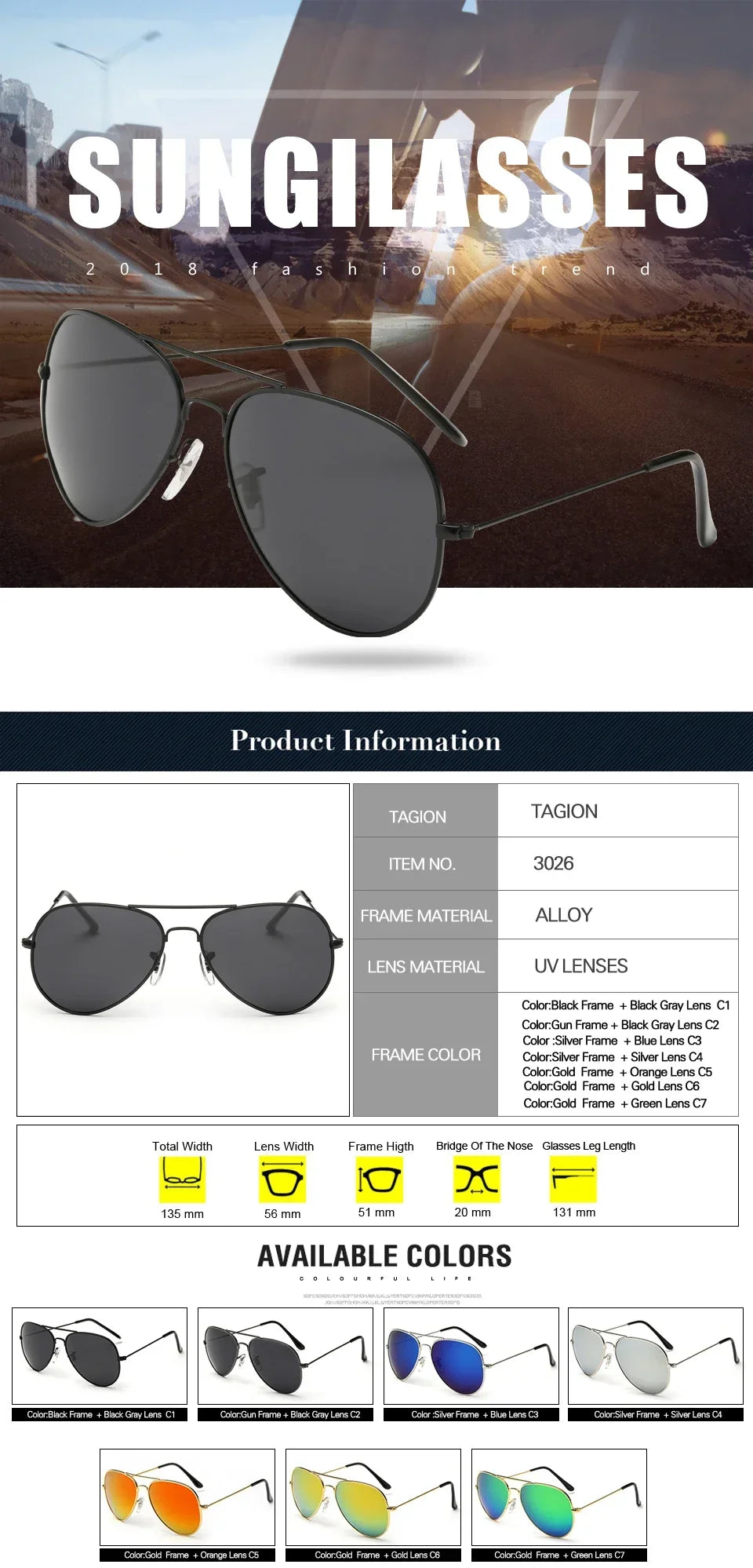 Sunmmer Polarized Sun Glasses Men Women Fashion Luxury Pilot Sunglasses Male UV400 Sunlight Proof Eyewear Female Versatile 3026