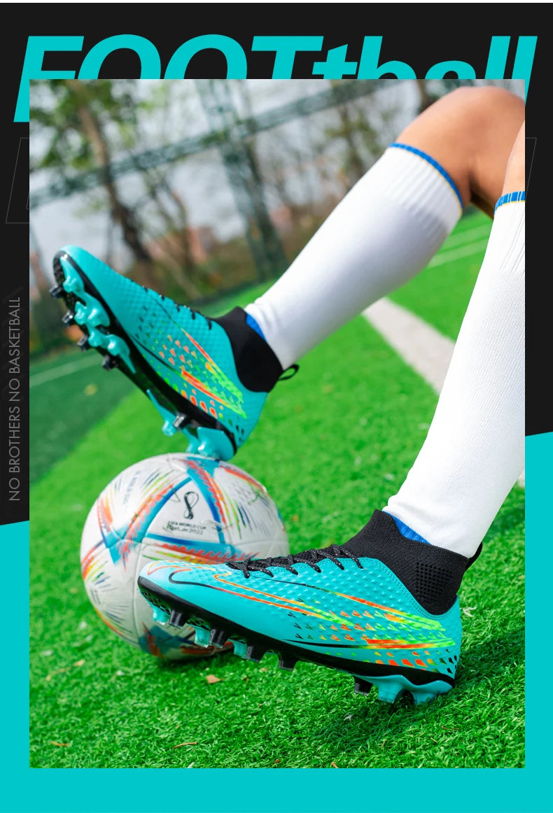 Double Star High-Top Soccer Shoes, Men's TF Turf Studs, Professional Training & Match for Boys, Teens, Kids and Adults