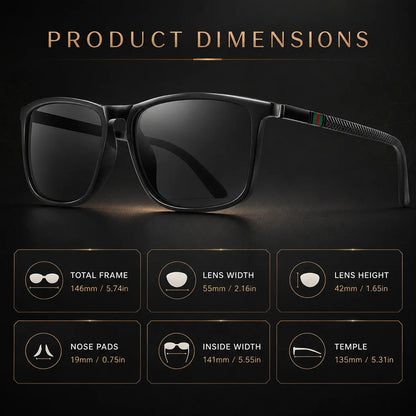 Classic Square Polarized Sunglasses Unisex UV400 Lightweight Shades for Driving Fishing Outdoor Travel