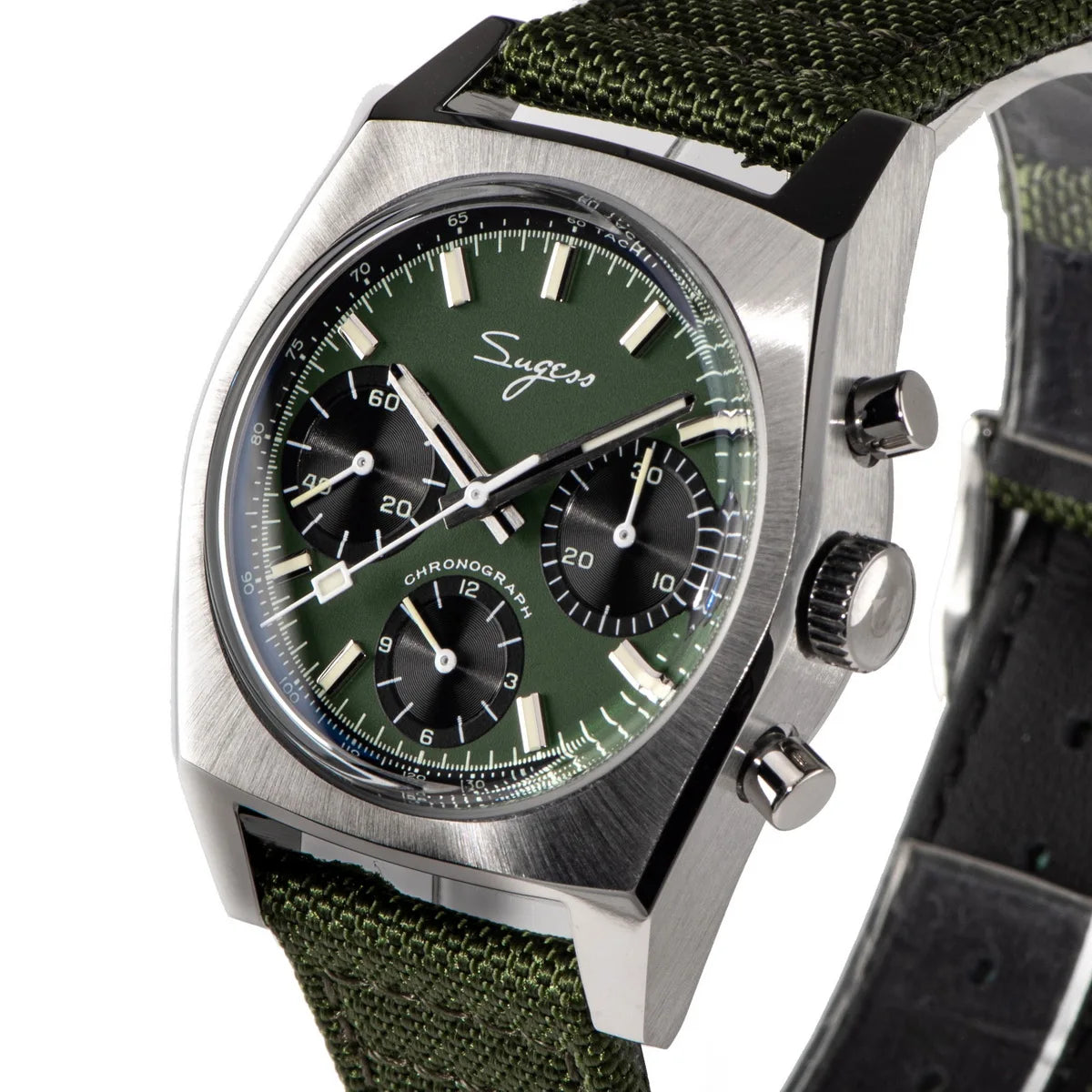 Sugess 37mm Men's Pilot Watches Original ST19 Chronograph Swanneck Mechanical Wristwatches Dome Sapphire Crystal Force Army 2024