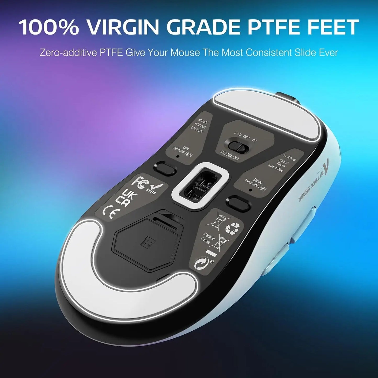 Attack Shark X3Pro kabellose Bluetooth-Gaming-Maus, optische Maus mit PixArt PAW3395 und 26000dpi, Tri-Mode-Verbindung, Makro-Gaming-Maus