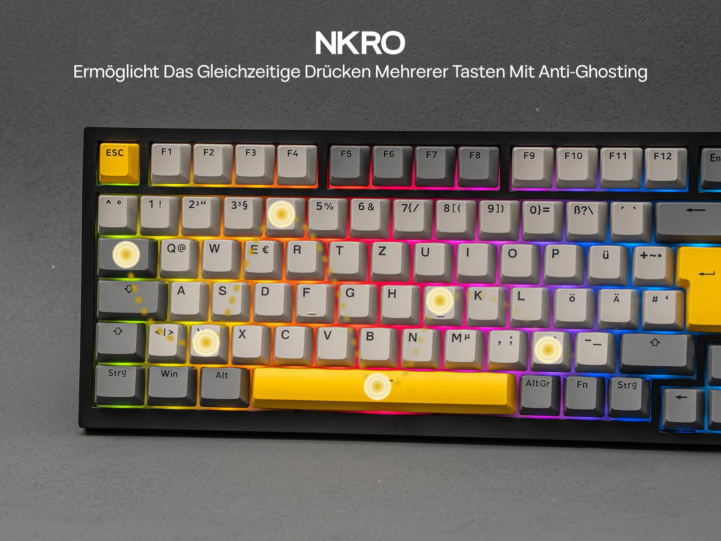 ISO-DE Layout AJAZZ AK820 PRO 75% QWERTZ German Layout Mechanical Keyboard Tri-Modes Wireless Keyboard with TFT Screen NKRO RGB