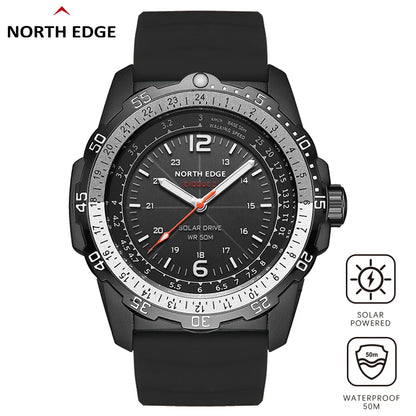NORTH EDGE EVOQUE 2 Men Digital Military Watch Waterproof 50M Men's Sport Wristwatches Solar Power Luminous Enviormentally Clock