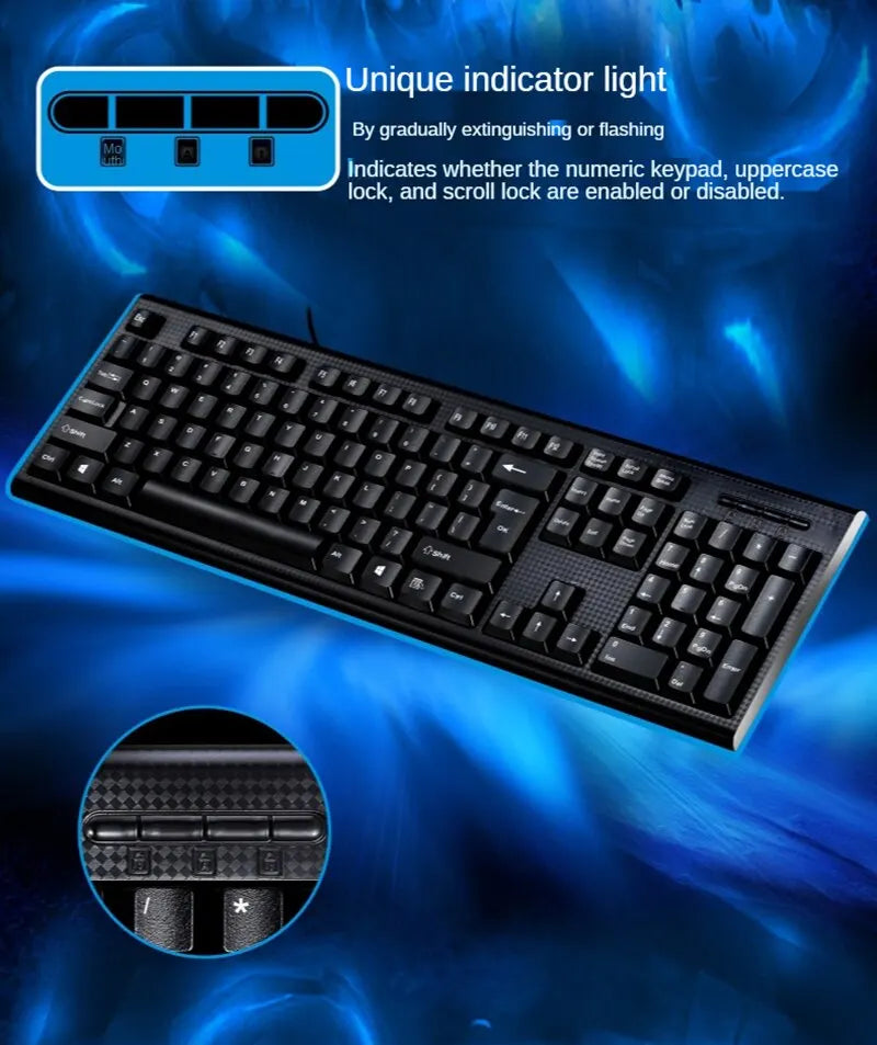 Teclado individual Q9 USB de conector quadrado para escritório e casa, PS2 de conector redondo, com fios, para computador de secretária