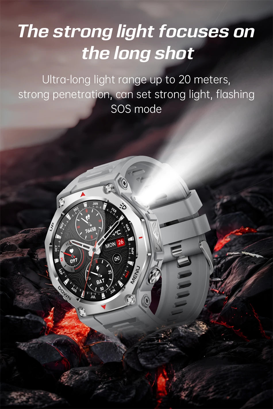 New T-Rex 3 Military Outdoor Sports Smart Watch Men GPS Motion Track 5 ATM Waterproof Heart Rate HD Bluetooth Call Smart Watch