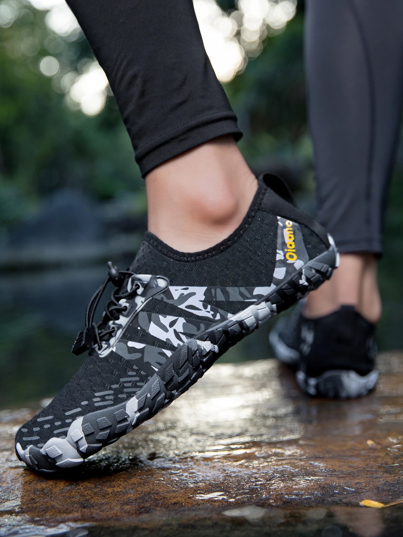 Oiaano wide toe man barefoot black shoes, woman sports sneaker unisex water booties, male aqua beach soft sole light breathable