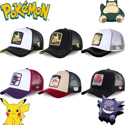 Czapka baseballowa z haftem Pokemon: Pikachu, Gengar, Snorlax, Psyduck – anime, regulowana, z oddychającej siateczki, prezent na cosplay