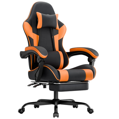 Ergonomic Gaming Chair with Lumbar Support, Adjustable Office Chair, Breathable PU Leather Computer Chair with Footrest & Reclining Backrest