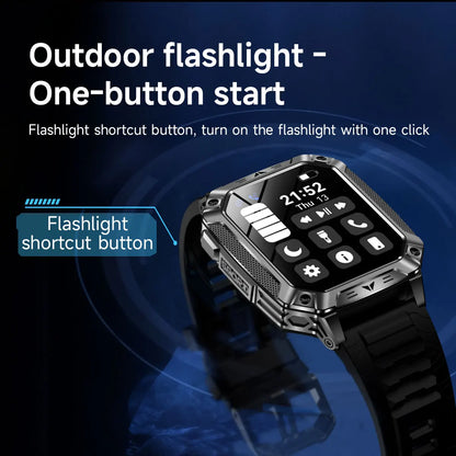 2026 TANK New 1400mAh Military GPS Smart Watch Men 2.01" AMOLED Screen 10ATM Waterproof Clock SOS Call Flashlight Smartwatch iOS