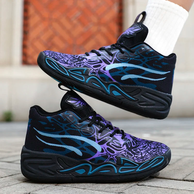 Basketball Shoes for Men Soft Lightweight Training Field Anti Slip Shock-Absorbing Breathable Cofmortable High-top Sneaker Man