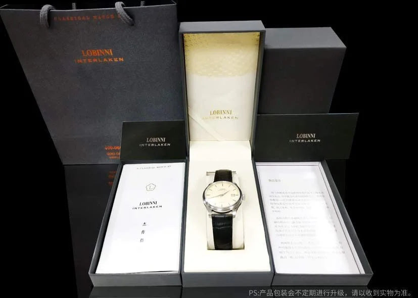 Luxury Brand Switzerland LOBINNI Ewiger Kalender Automatische mechanische Herrenuhr Saphirglas Multifunktionsuhr L13019-8