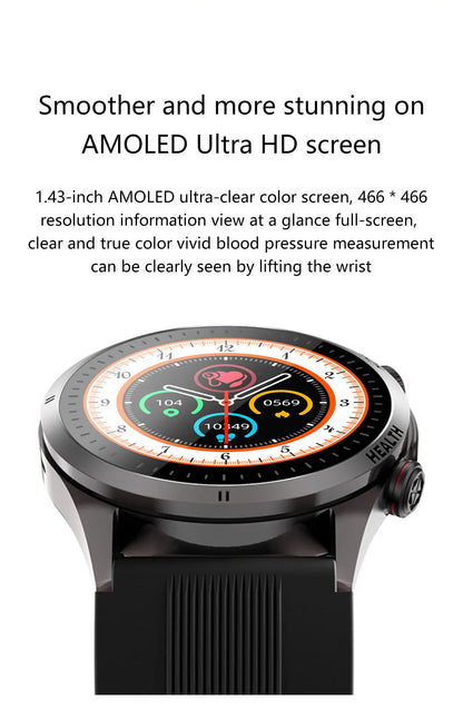 2026New Blood Pressure Air Pump Airbag Accurate Measure Smart Watch Men Micro Physical Examination Health ECG Smartwatch NFC BOX