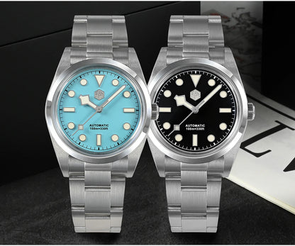 San Martin Men Luxury Watch 36mm BB36 Snowflake Hands Explore Series Sports Watches PT5000 Automatic Mechanical 10Bar BGW-9 Lume