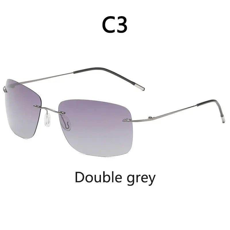 Titanium Frameless Polarized Sunglasses Driver Driving Night Vision Goggle Folding Ultra Light Color Film Titanium SunglassUV400