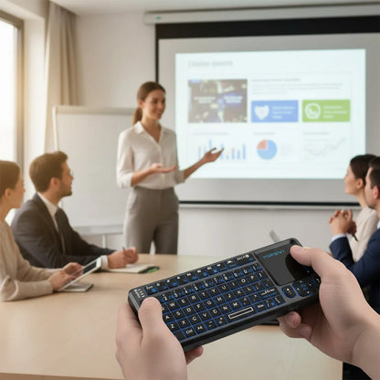 Teclado Bluetooth Mini MRSVI A8 PLUS, teclado sem fios 2.4GHz retroiluminado com touchpad para Android TV Box, Mac, portátil, Windows