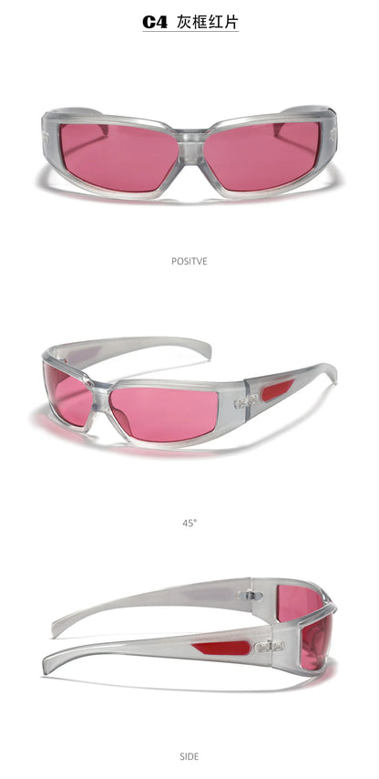 KLASSNUM Women Y2k Glasses Men 2026 Trendy New Sunglasses Future Sense Of Technology Girls Silver Pink Sunglasses UV400 Eyewear