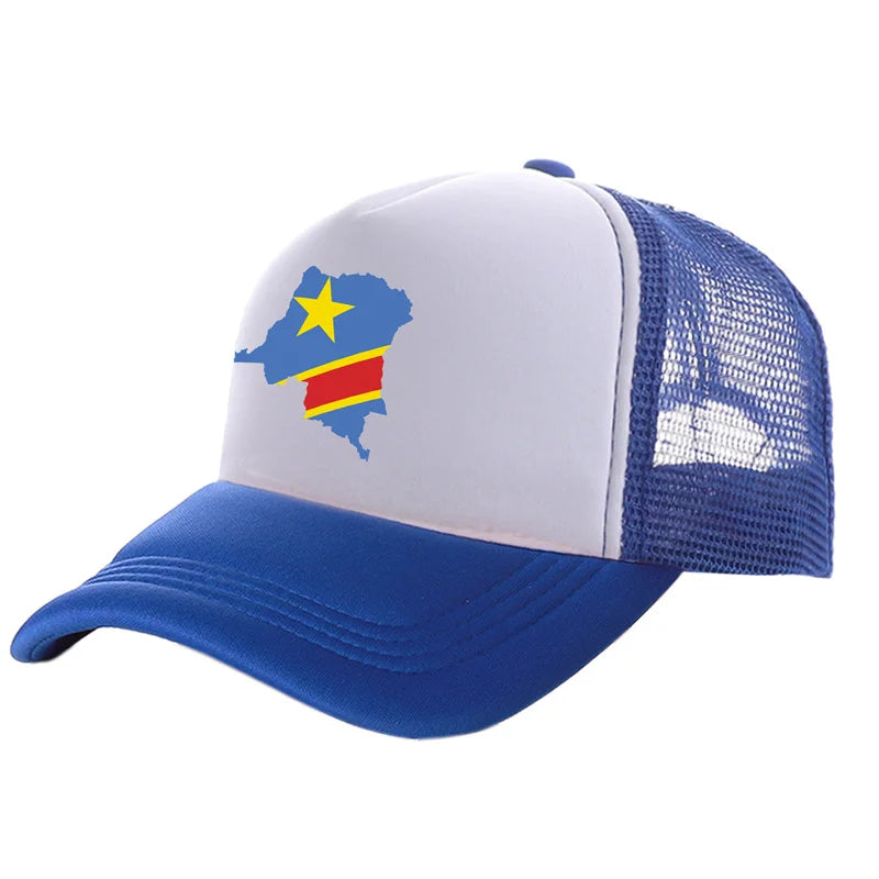 Democratic Congo Trucker Cap Men Democratic Republic of the Congo Hat Baseball Cap Cool Summer Unisex Mesh Net Caps