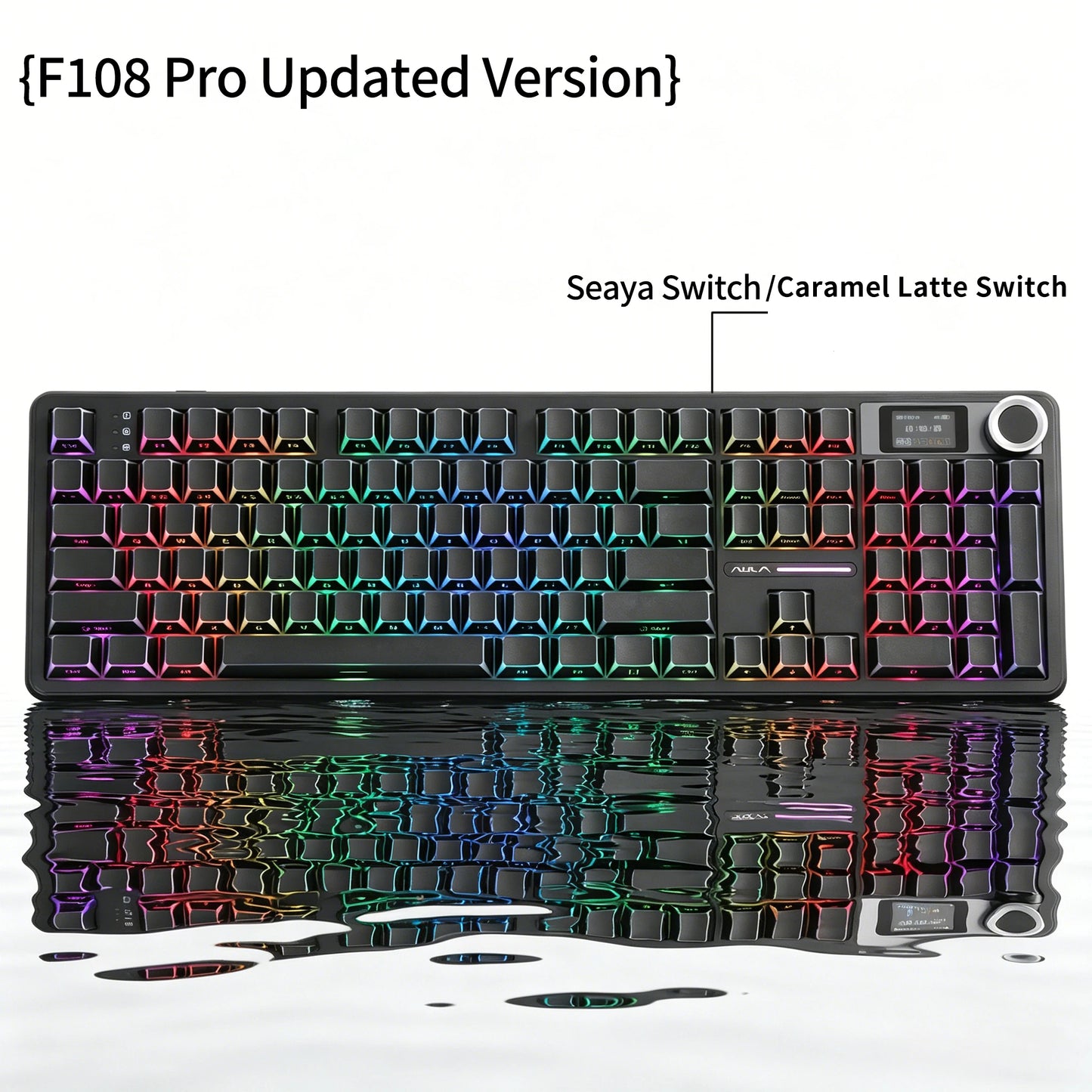 Teclado Mecânico AULA F108 PRO Personalizado Layout 100% Retroiluminação RGB Sem Fios Bluetooth Interruptores Hi-Fi Teclado Gaming