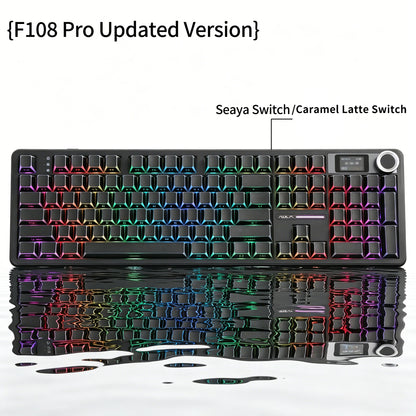 Teclado Mecânico AULA F108 PRO Personalizado Layout 100% Retroiluminação RGB Sem Fios Bluetooth Interruptores Hi-Fi Teclado Gaming