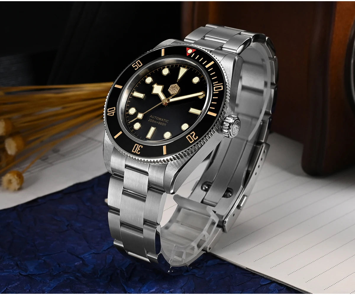 San Martin 40mm NH35 Automatic Men Diving Watch 20ATM Waterproof BB58 Sapphire Wristwatch BGW-9 C3 Luminous Reloj SN0008C/D