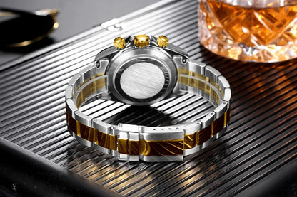 Automatic Mens Watch Mechanical Self Wind Movement Gold Black Stainless Steel Diamonds Stone Sports Luxury Fashion Watches