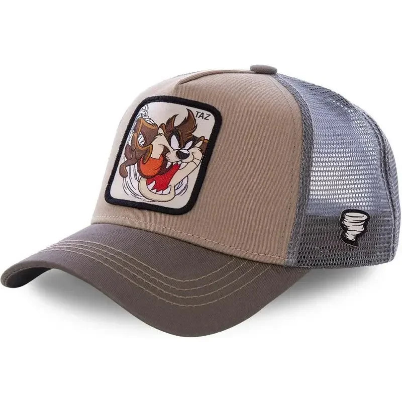 Unisex Anime Cartoon Cap Embroidered Patch Draw Baseball Cap Male Female Trucker Hat Mesh Hats Sun Hat